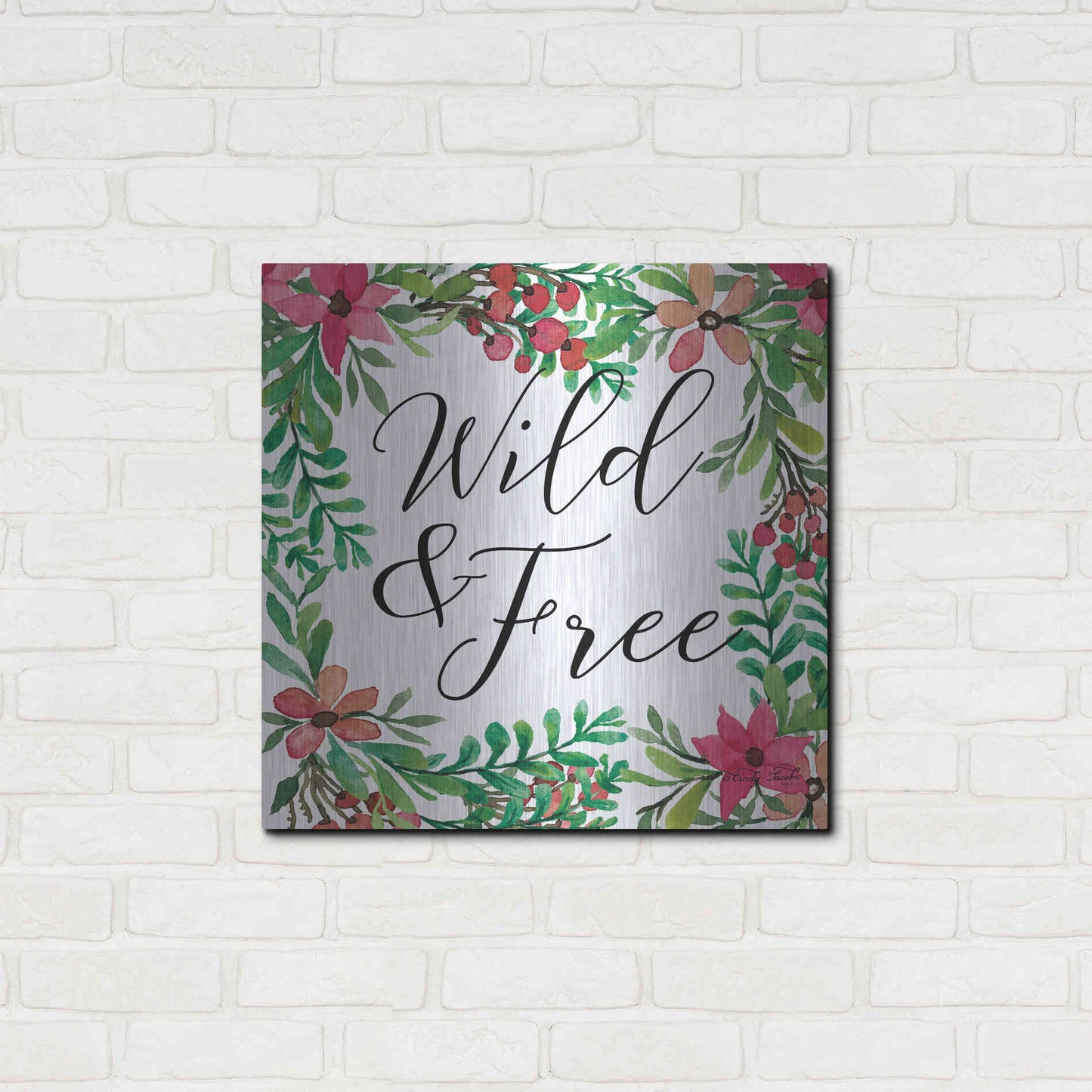 Luxe Metal Art 'Wild & Free Greenery' by Cindy Jacobs, Metal Wall Art,24x24