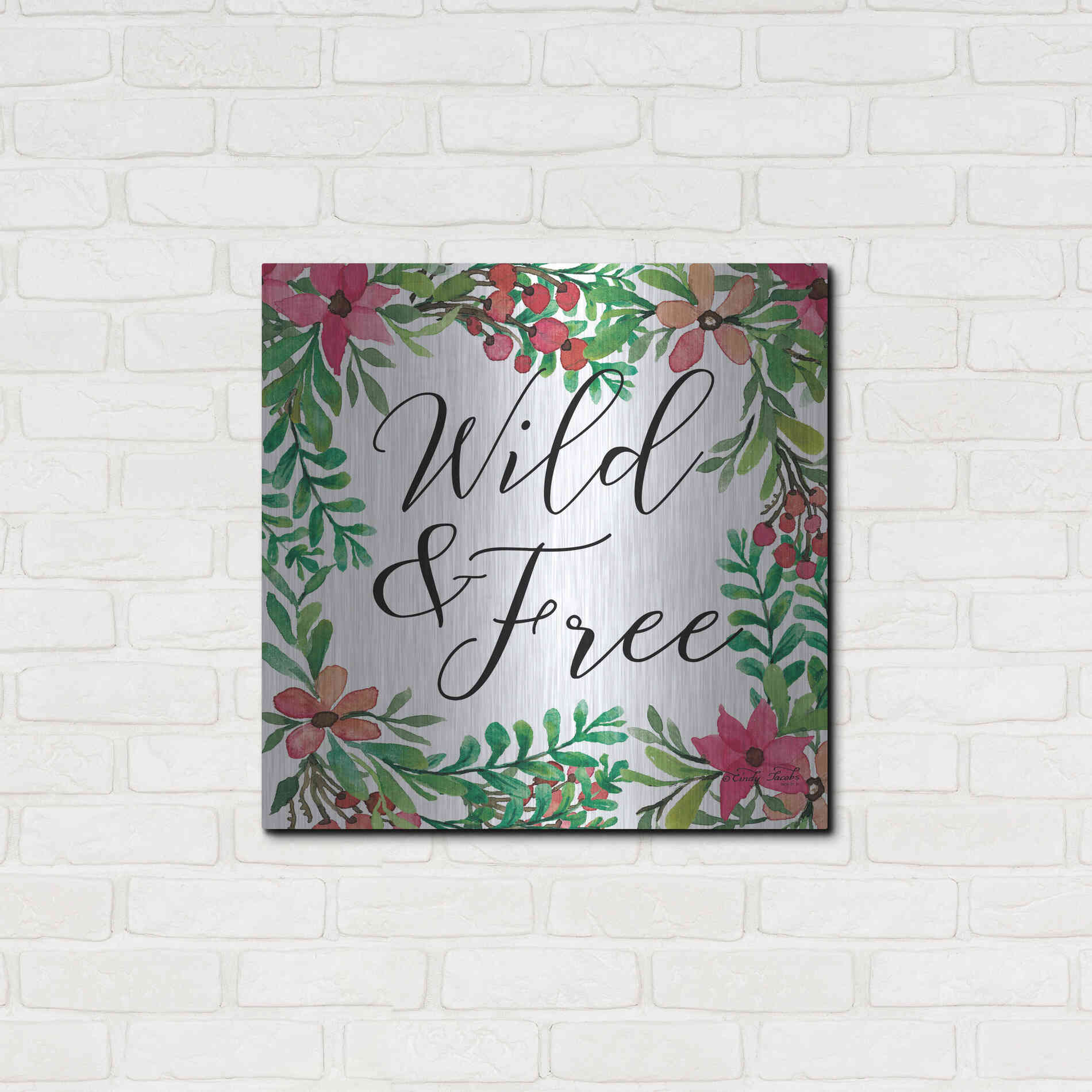Luxe Metal Art 'Wild & Free Greenery' by Cindy Jacobs, Metal Wall Art,24x24