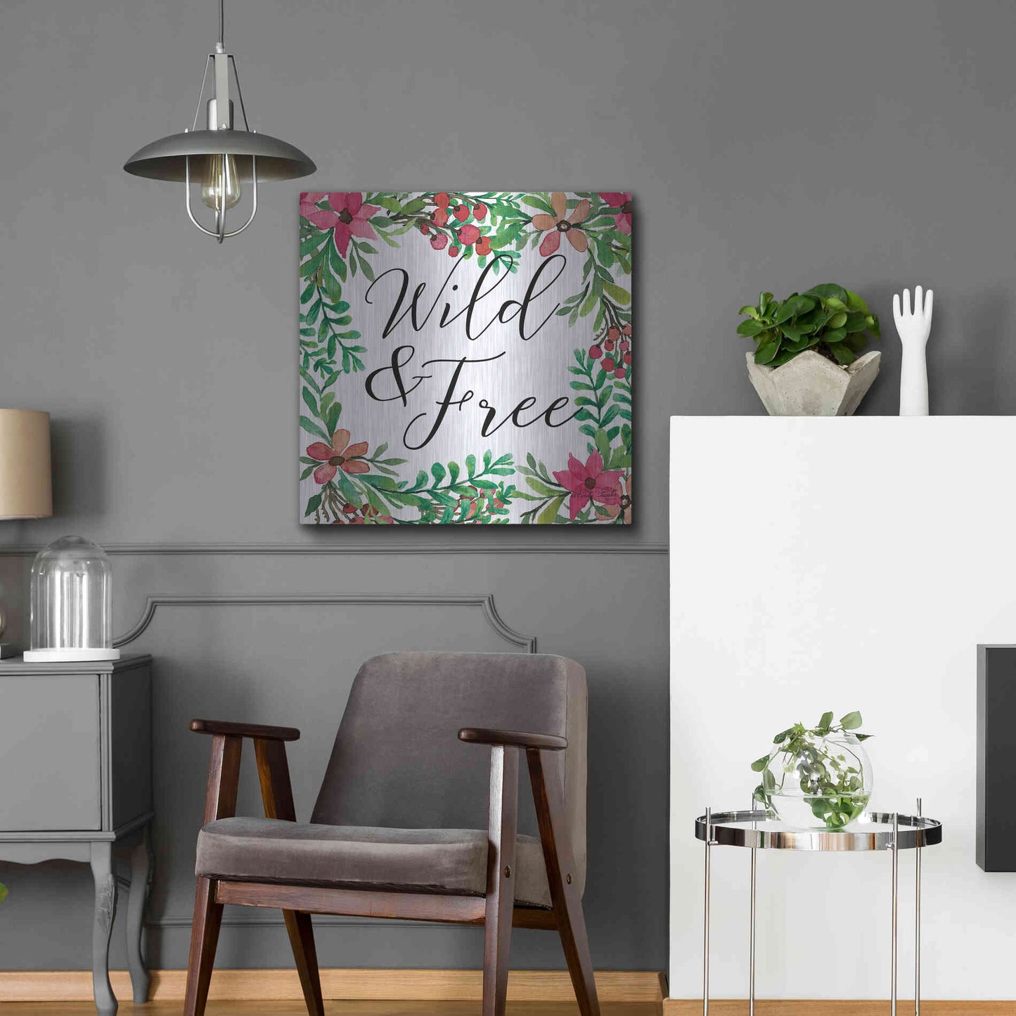 Luxe Metal Art 'Wild & Free Greenery' by Cindy Jacobs, Metal Wall Art,24x24