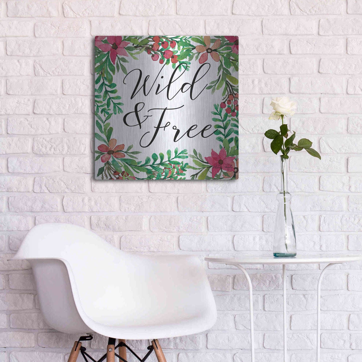 Luxe Metal Art 'Wild & Free Greenery' by Cindy Jacobs, Metal Wall Art,24x24