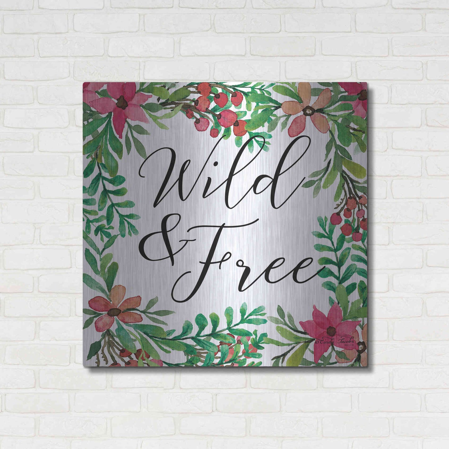 Luxe Metal Art 'Wild & Free Greenery' by Cindy Jacobs, Metal Wall Art,36x36