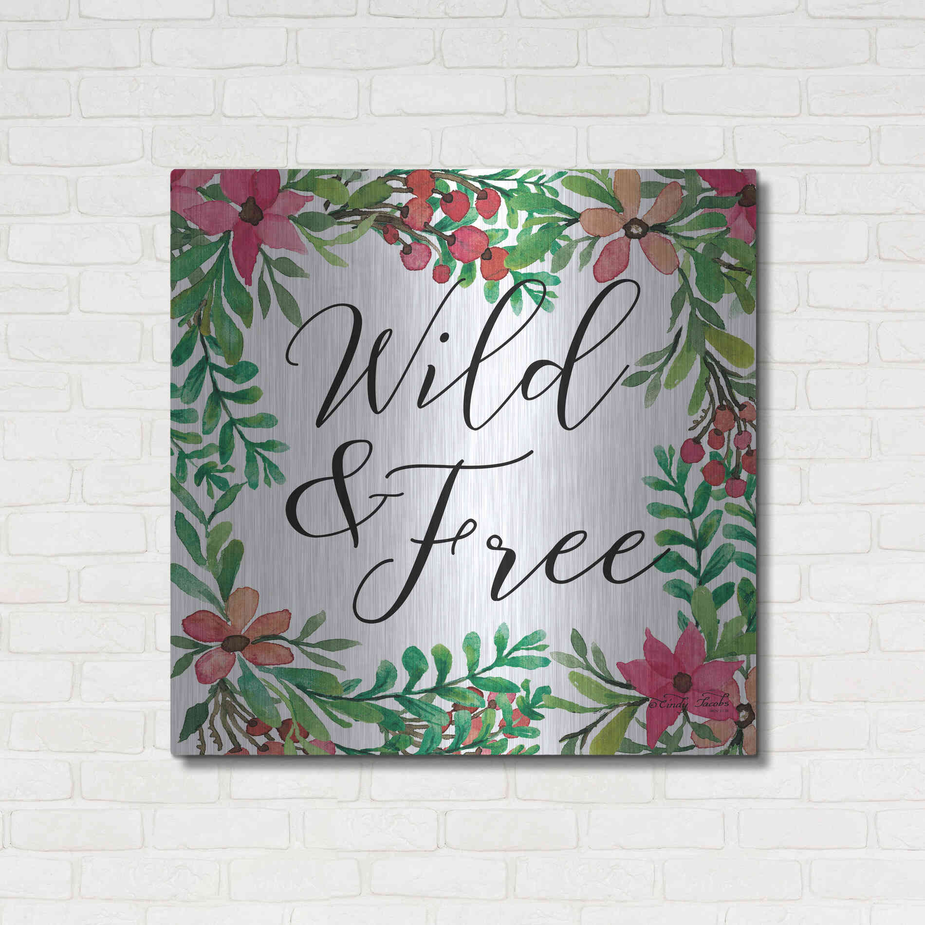 Luxe Metal Art 'Wild & Free Greenery' by Cindy Jacobs, Metal Wall Art,36x36