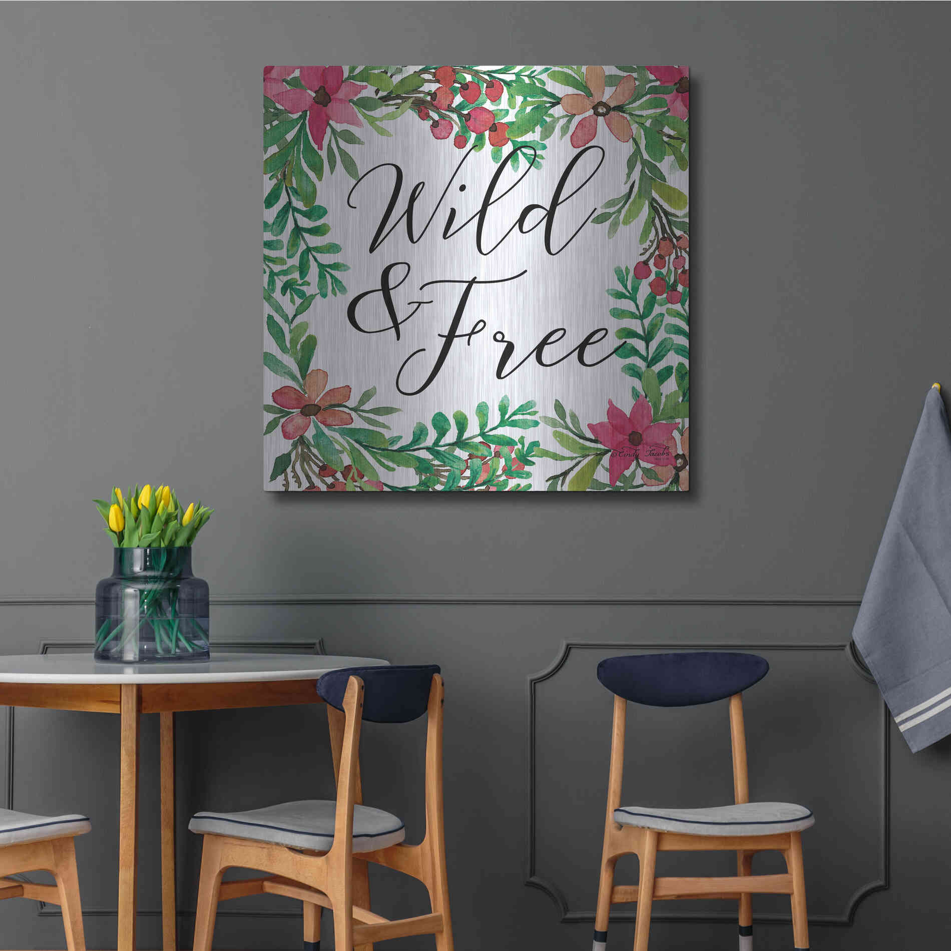 Luxe Metal Art 'Wild & Free Greenery' by Cindy Jacobs, Metal Wall Art,36x36