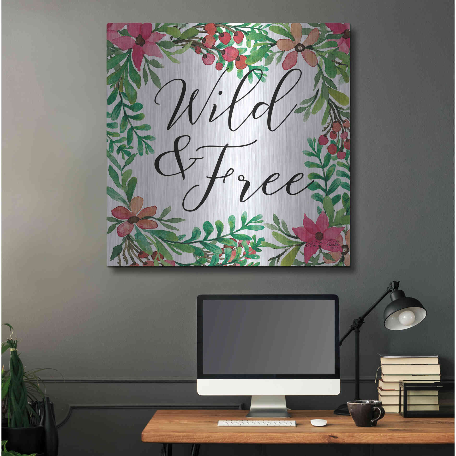 Luxe Metal Art 'Wild & Free Greenery' by Cindy Jacobs, Metal Wall Art,36x36