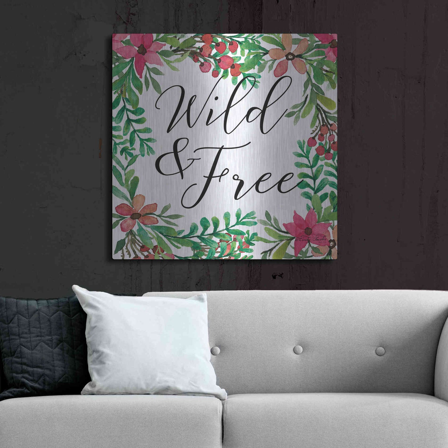 Luxe Metal Art 'Wild & Free Greenery' by Cindy Jacobs, Metal Wall Art,36x36