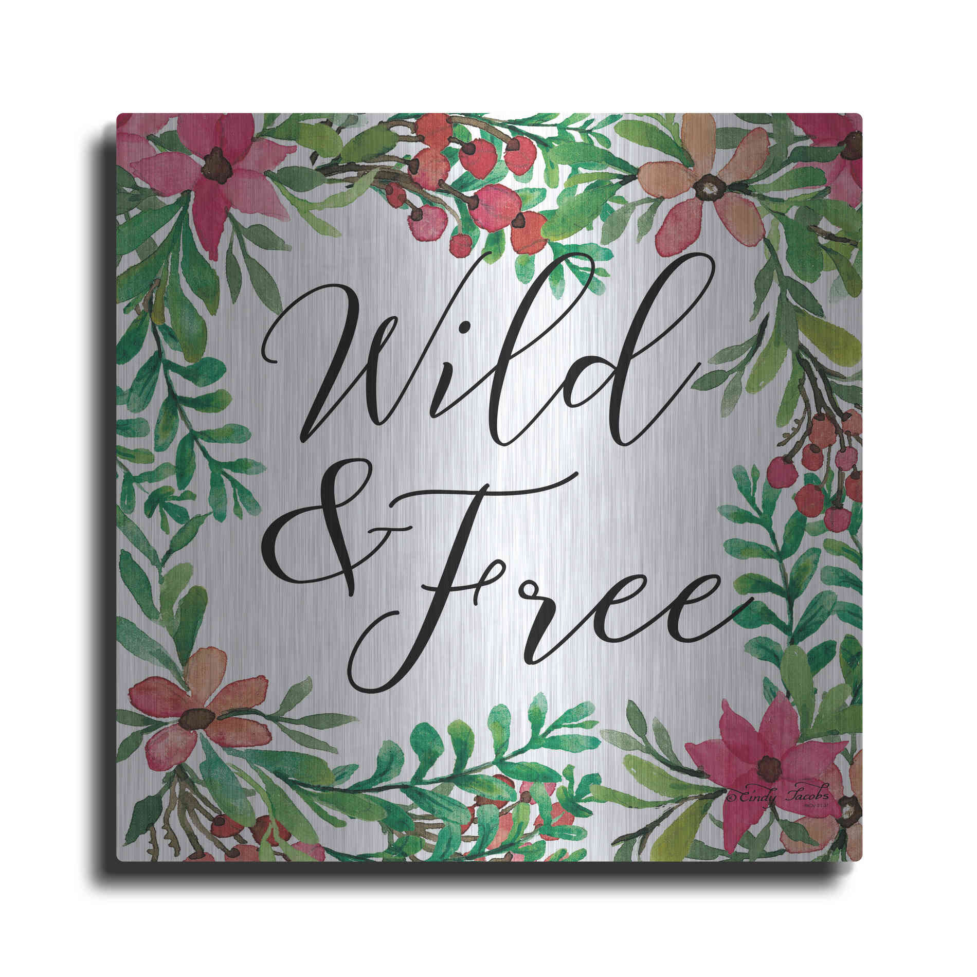 Luxe Metal Art 'Wild & Free Greenery' by Cindy Jacobs, Metal Wall Art