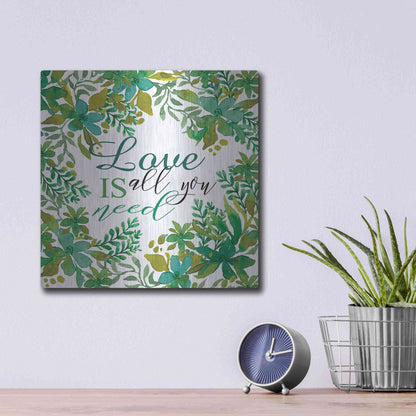 Luxe Metal Art 'Love Is Greenery' by Cindy Jacobs, Metal Wall Art,12x12