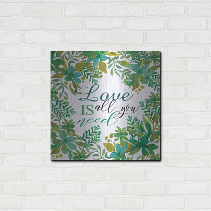 Luxe Metal Art 'Love Is Greenery' by Cindy Jacobs, Metal Wall Art,24x24