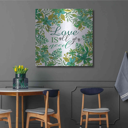 Luxe Metal Art 'Love Is Greenery' by Cindy Jacobs, Metal Wall Art,36x36