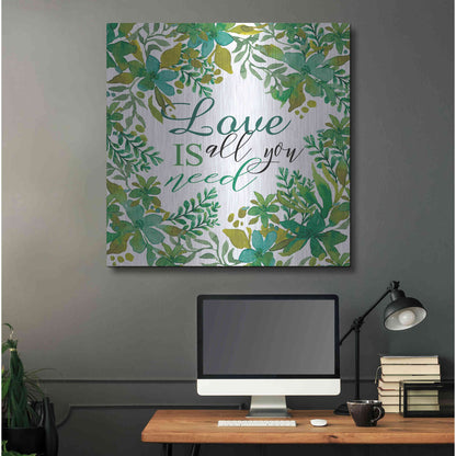 Luxe Metal Art 'Love Is Greenery' by Cindy Jacobs, Metal Wall Art,36x36