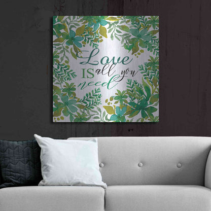 Luxe Metal Art 'Love Is Greenery' by Cindy Jacobs, Metal Wall Art,36x36