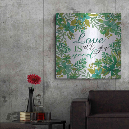 Luxe Metal Art 'Love Is Greenery' by Cindy Jacobs, Metal Wall Art,36x36