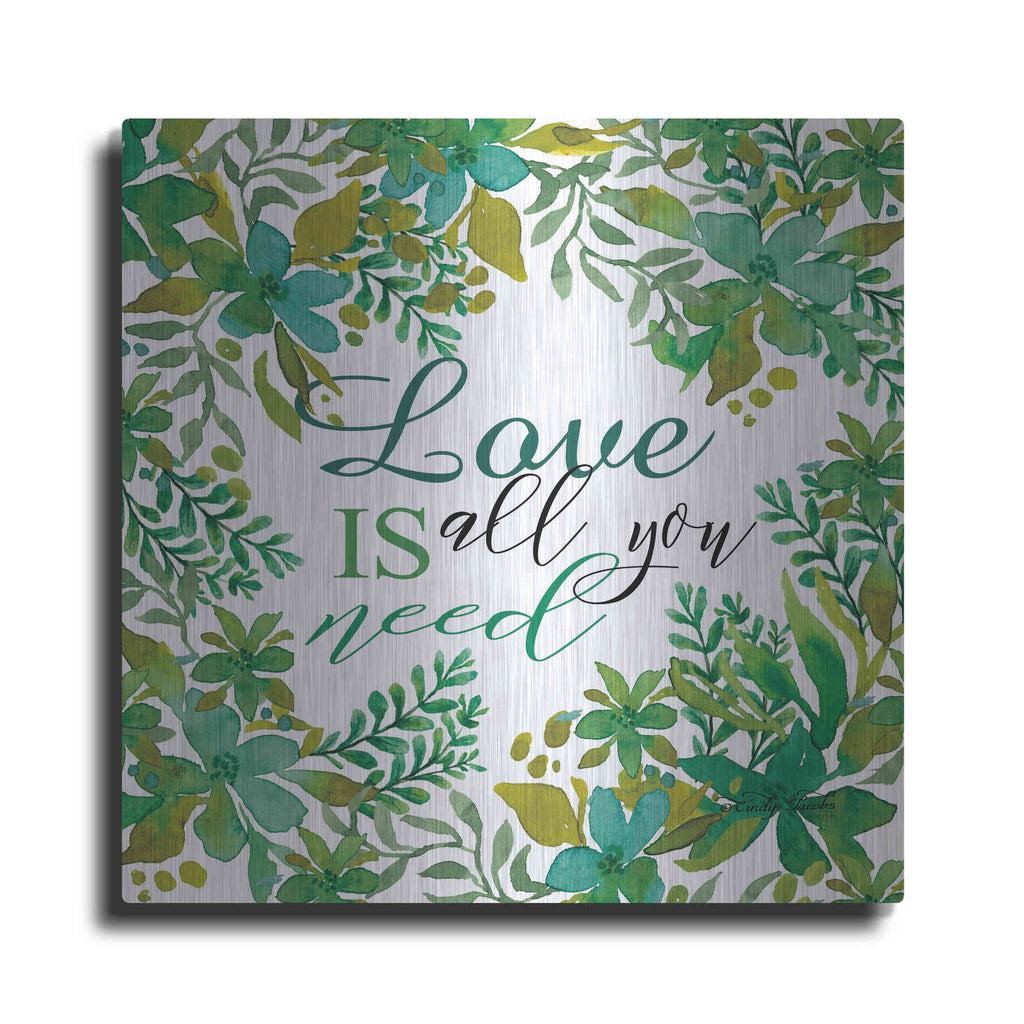 Luxe Metal Art 'Love Is Greenery' by Cindy Jacobs, Metal Wall Art