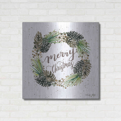 Luxe Metal Art 'Christmas Pinecone Wreath' by Cindy Jacobs, Metal Wall Art,36x36