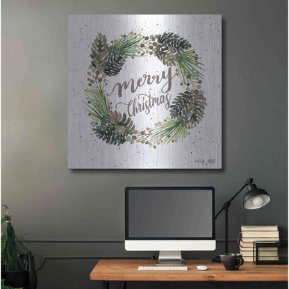 Luxe Metal Art 'Christmas Pinecone Wreath' by Cindy Jacobs, Metal Wall Art,36x36