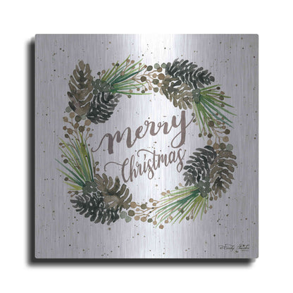 Luxe Metal Art 'Christmas Pinecone Wreath' by Cindy Jacobs, Metal Wall Art