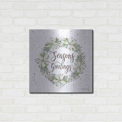 Luxe Metal Art 'Seasons Greetings Wreath III' by Cindy Jacobs, Metal Wall Art,24x24