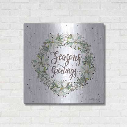 Luxe Metal Art 'Seasons Greetings Wreath III' by Cindy Jacobs, Metal Wall Art,36x36