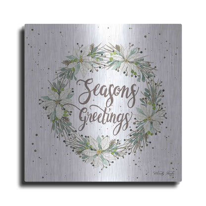 Luxe Metal Art 'Seasons Greetings Wreath III' by Cindy Jacobs, Metal Wall Art