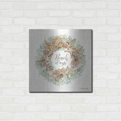 Luxe Metal Art 'Beach Days Shell Wreath' by Cindy Jacobs, Metal Wall Art,24x24