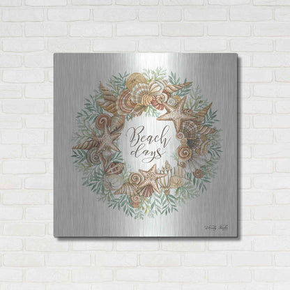 Luxe Metal Art 'Beach Days Shell Wreath' by Cindy Jacobs, Metal Wall Art,36x36
