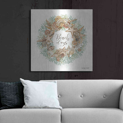 Luxe Metal Art 'Beach Days Shell Wreath' by Cindy Jacobs, Metal Wall Art,36x36
