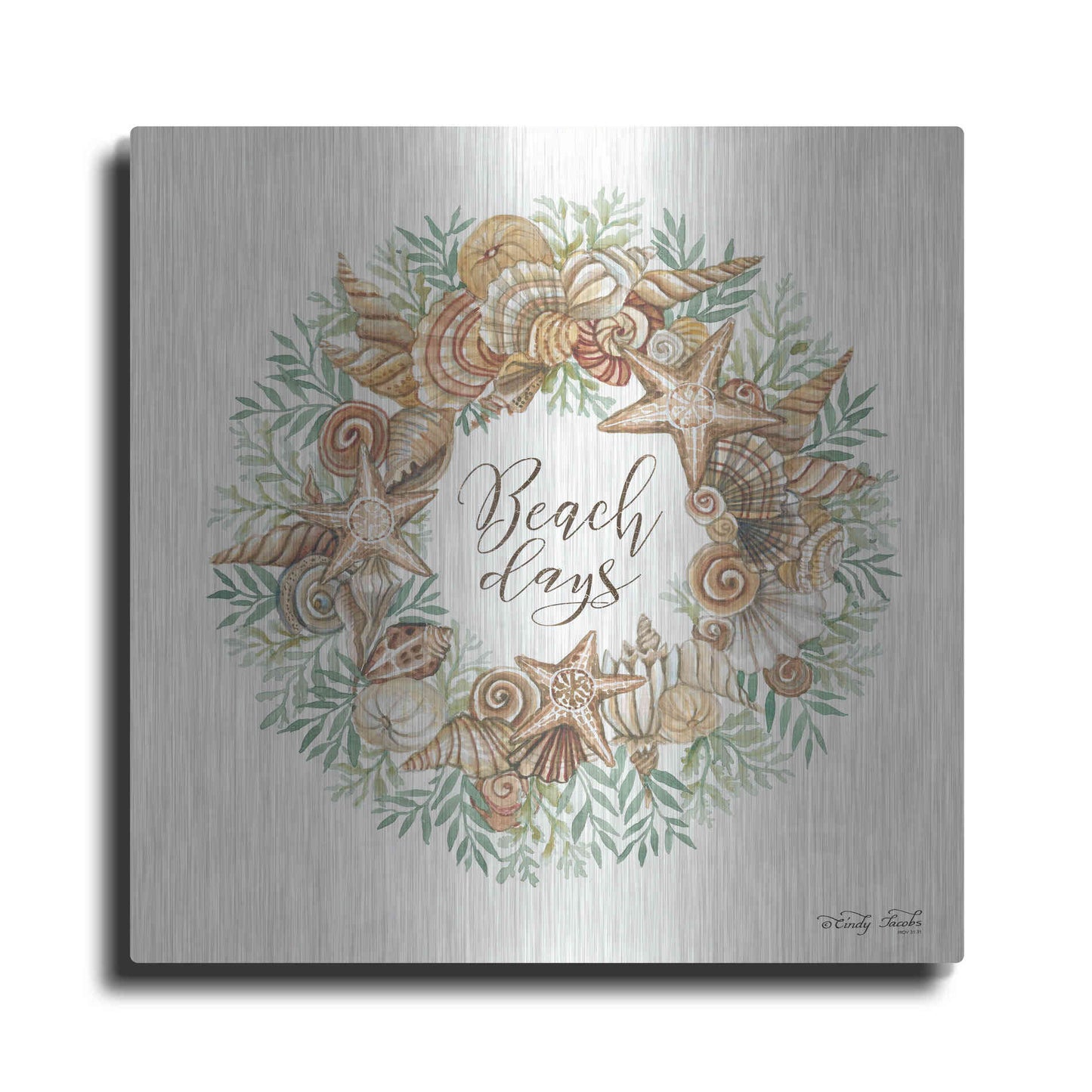 Luxe Metal Art 'Beach Days Shell Wreath' by Cindy Jacobs, Metal Wall Art