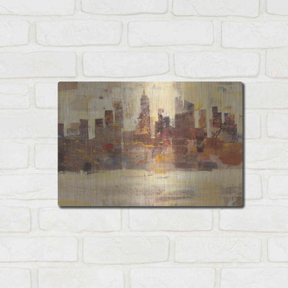 Luxe Metal Art 'City Skyline at Dusk' by Albena Hristova, Metal Wall Art,16x12