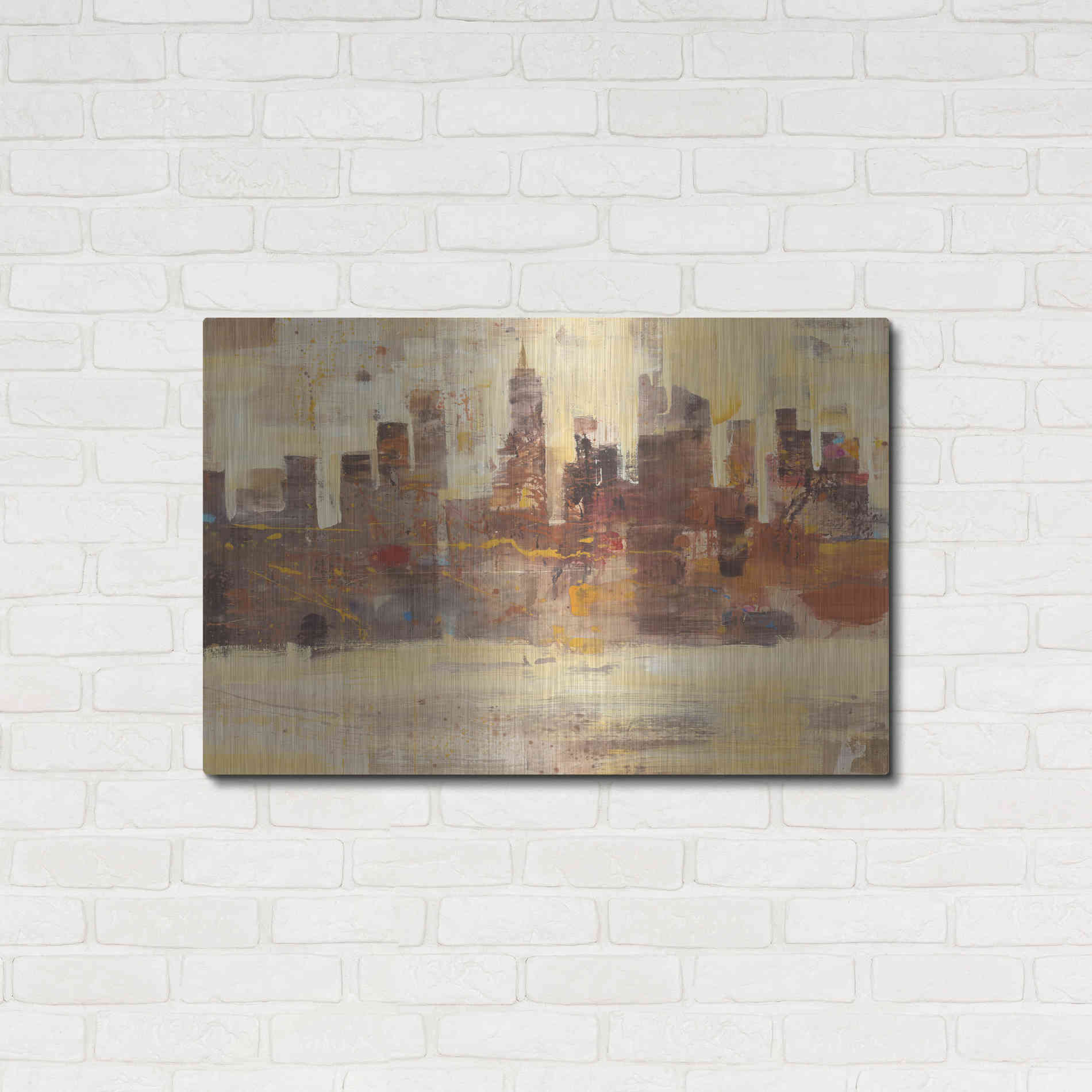 Luxe Metal Art 'City Skyline at Dusk' by Albena Hristova, Metal Wall Art,36x24