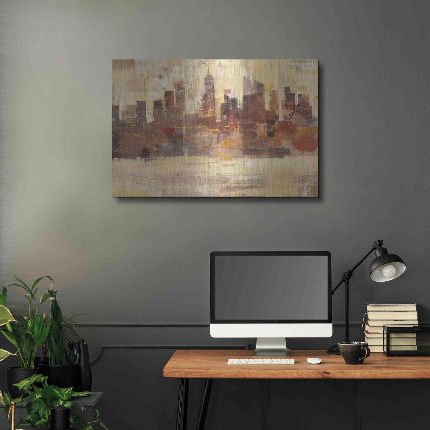 Luxe Metal Art 'City Skyline at Dusk' by Albena Hristova, Metal Wall Art,36x24