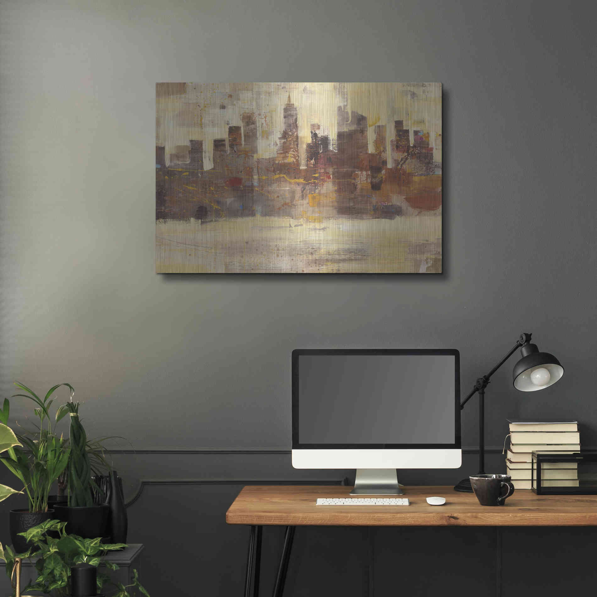 Luxe Metal Art 'City Skyline at Dusk' by Albena Hristova, Metal Wall Art,36x24