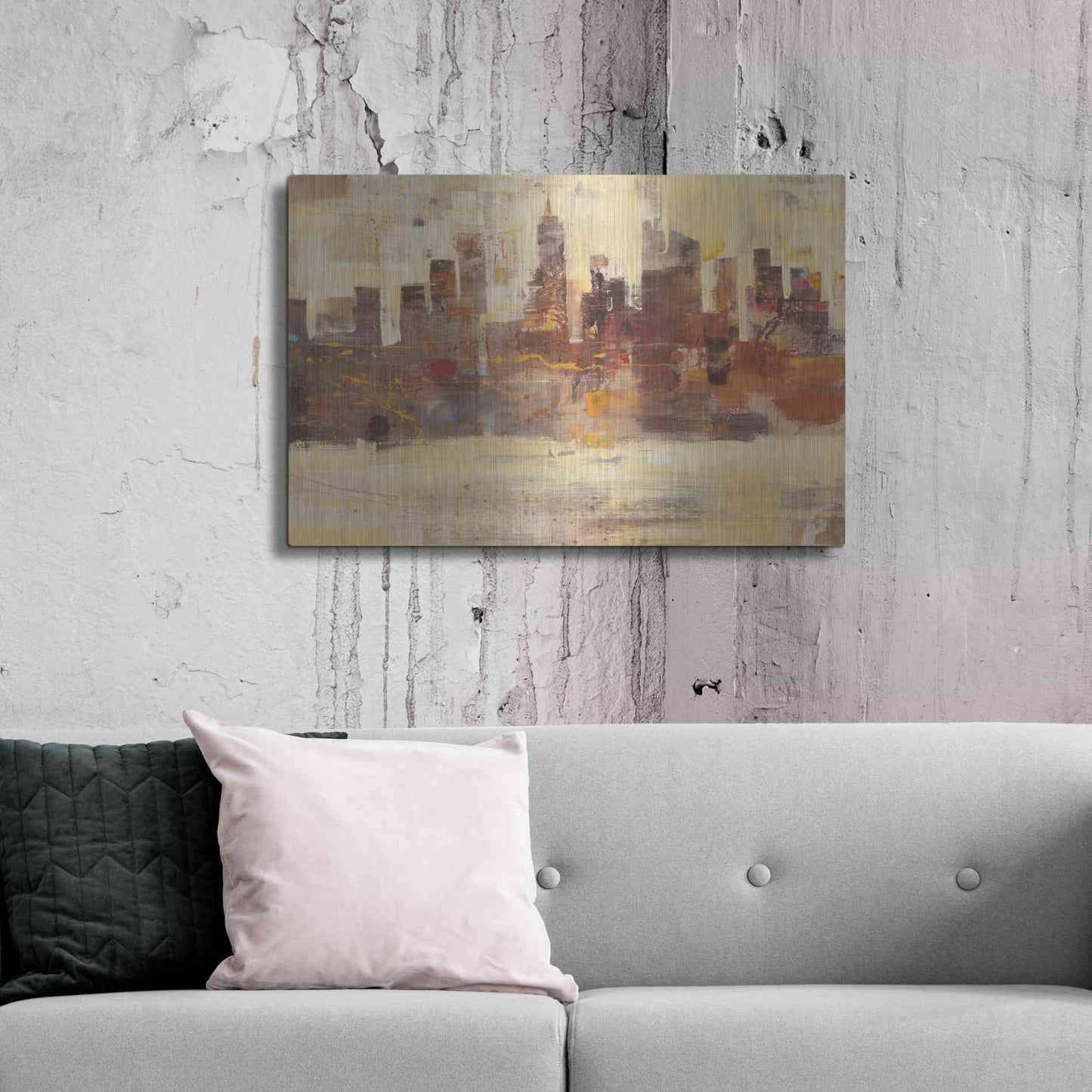 Luxe Metal Art 'City Skyline at Dusk' by Albena Hristova, Metal Wall Art,36x24