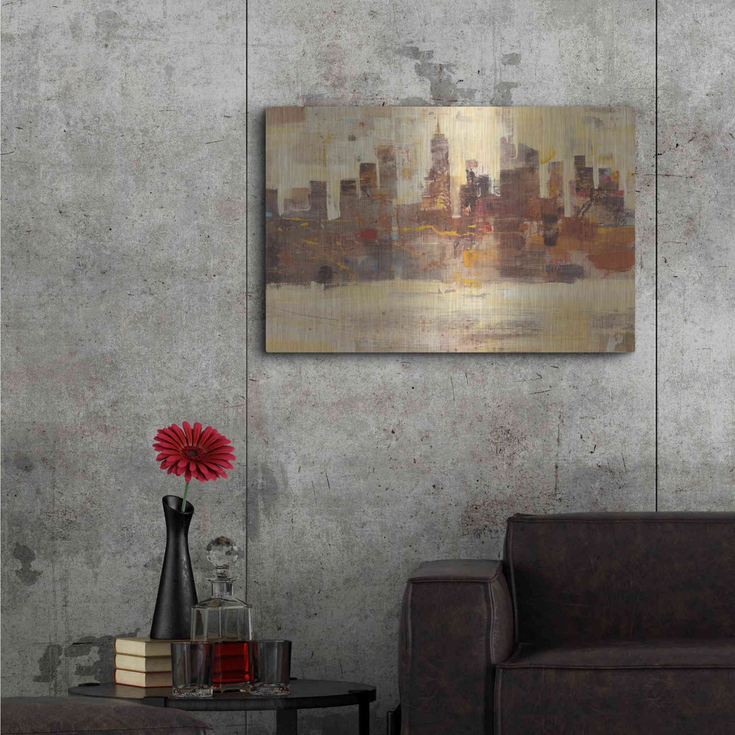 Luxe Metal Art 'City Skyline at Dusk' by Albena Hristova, Metal Wall Art,36x24