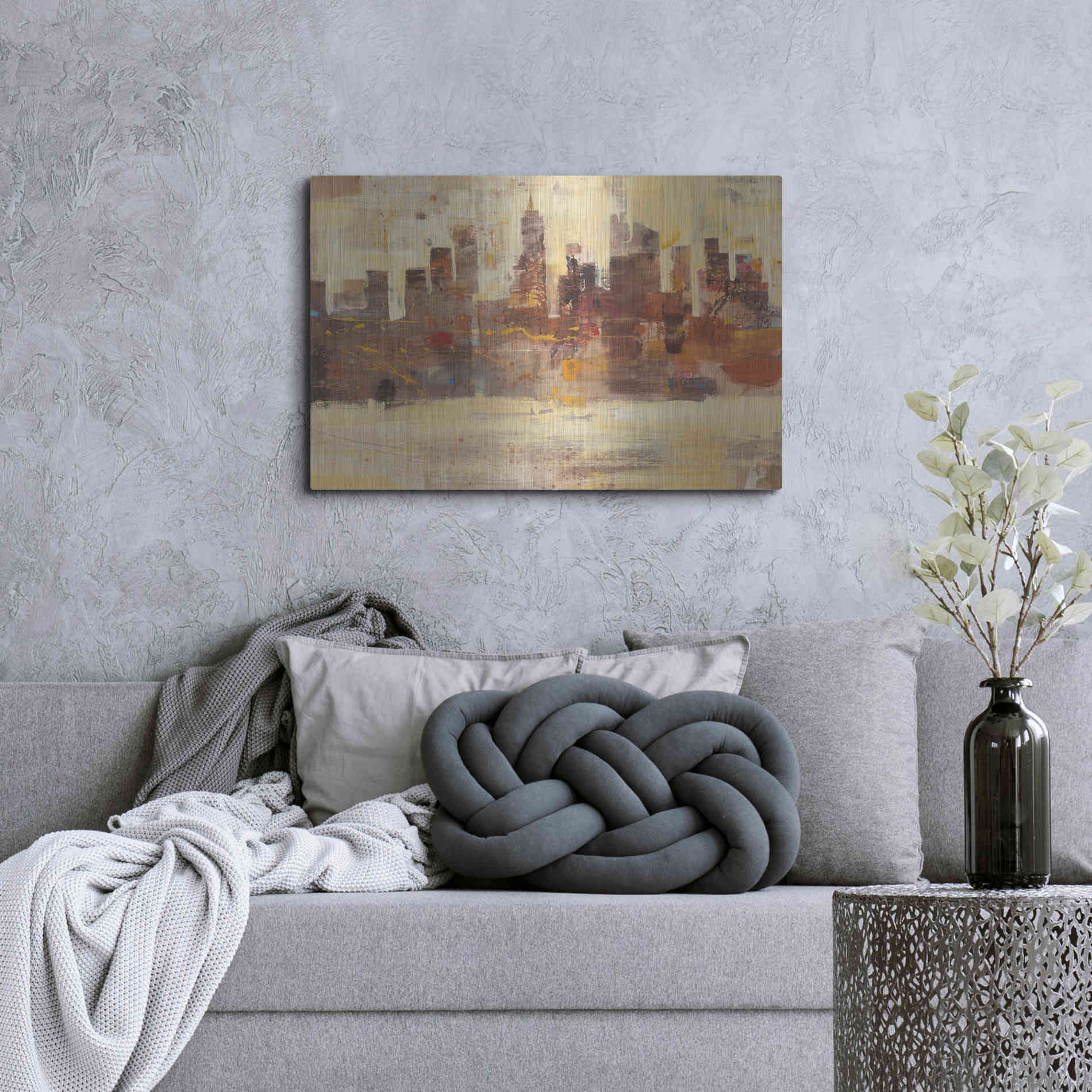 Luxe Metal Art 'City Skyline at Dusk' by Albena Hristova, Metal Wall Art,36x24