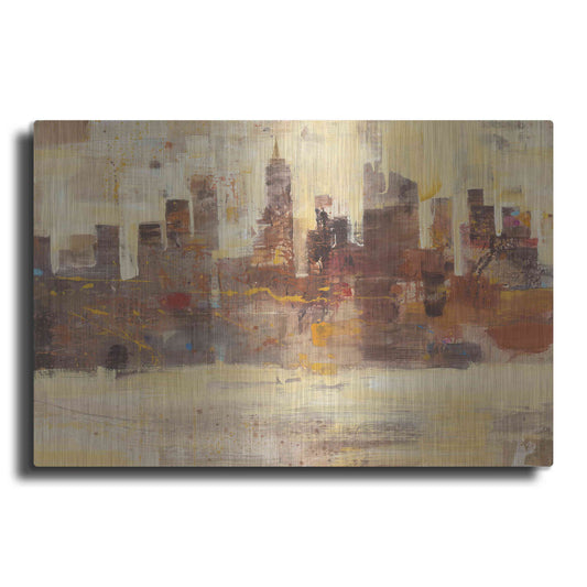 Luxe Metal Art 'City Skyline at Dusk' by Albena Hristova, Metal Wall Art