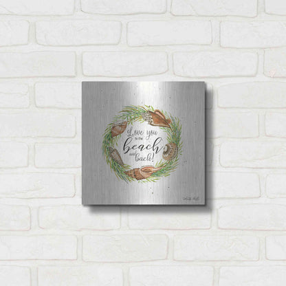 Luxe Metal Art 'Love You to the Beach Shell Wreath' by Cindy Jacobs, Metal Wall Art,12x12