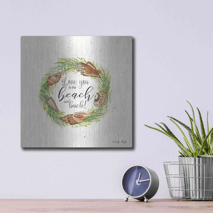 Luxe Metal Art 'Love You to the Beach Shell Wreath' by Cindy Jacobs, Metal Wall Art,12x12