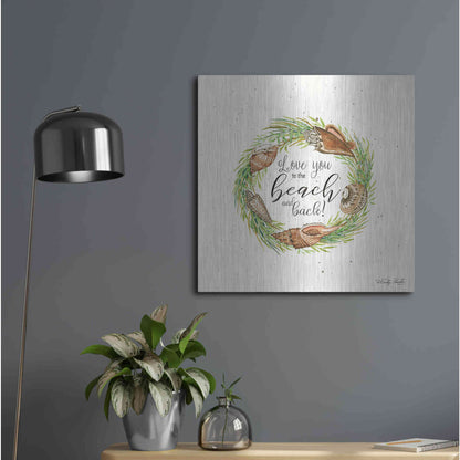 Luxe Metal Art 'Love You to the Beach Shell Wreath' by Cindy Jacobs, Metal Wall Art,24x24