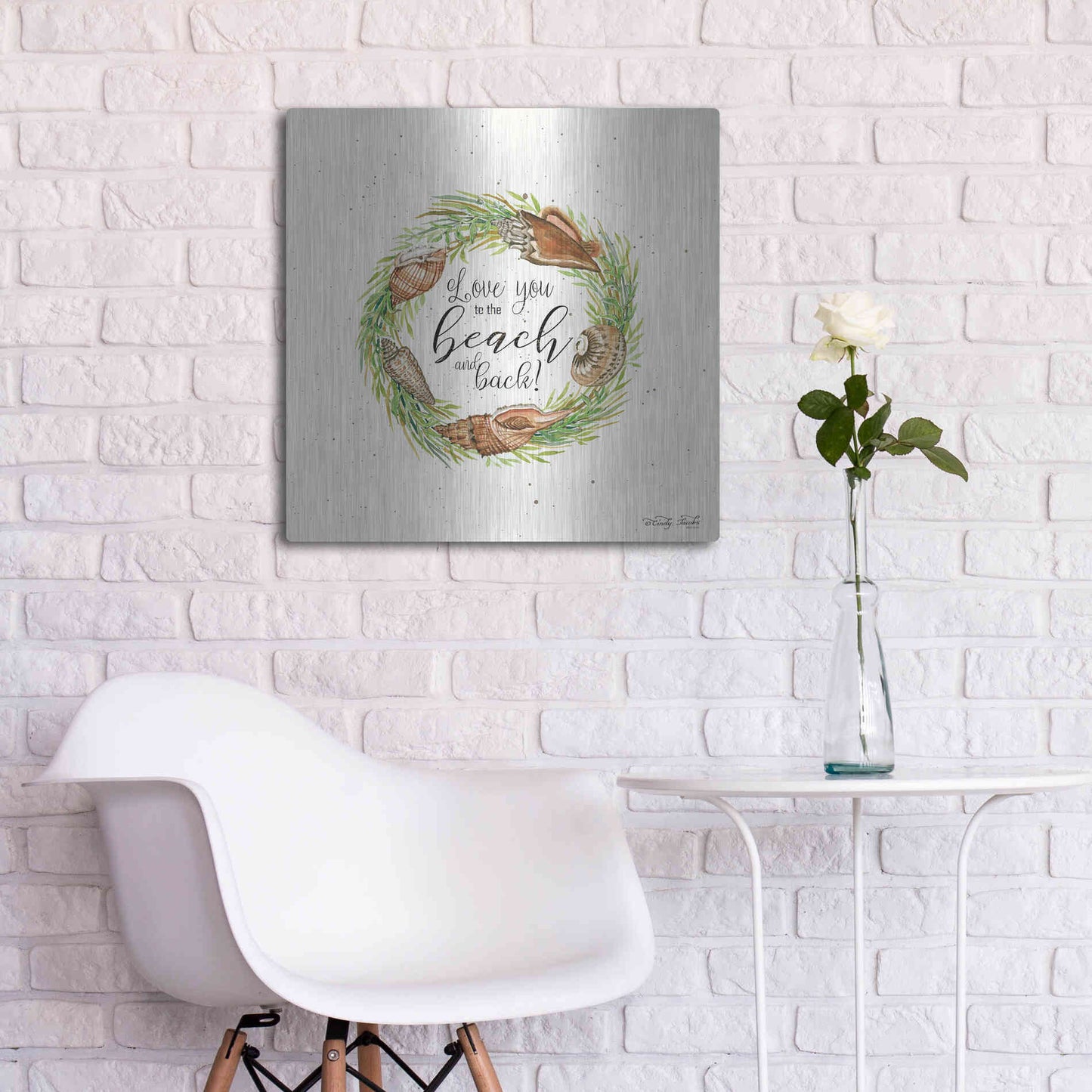 Luxe Metal Art 'Love You to the Beach Shell Wreath' by Cindy Jacobs, Metal Wall Art,24x24