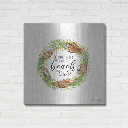 Luxe Metal Art 'Love You to the Beach Shell Wreath' by Cindy Jacobs, Metal Wall Art,36x36