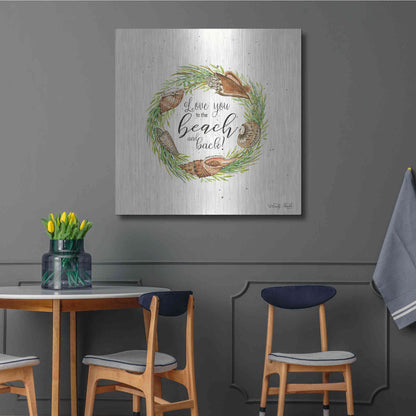 Luxe Metal Art 'Love You to the Beach Shell Wreath' by Cindy Jacobs, Metal Wall Art,36x36