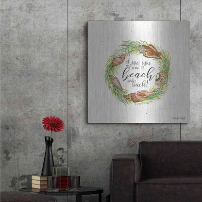 Luxe Metal Art 'Love You to the Beach Shell Wreath' by Cindy Jacobs, Metal Wall Art,36x36