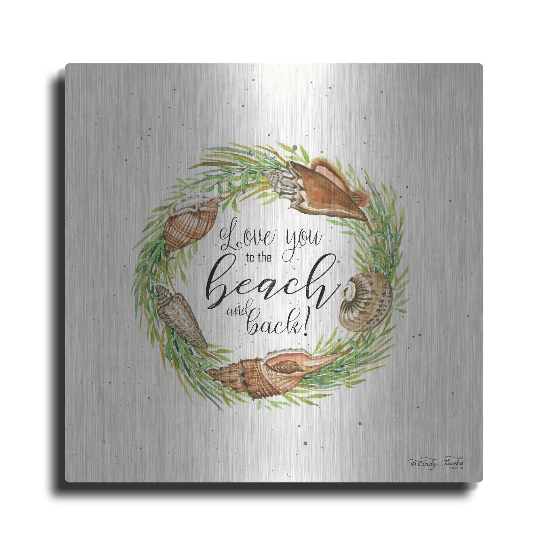 Luxe Metal Art 'Love You to the Beach Shell Wreath' by Cindy Jacobs, Metal Wall Art