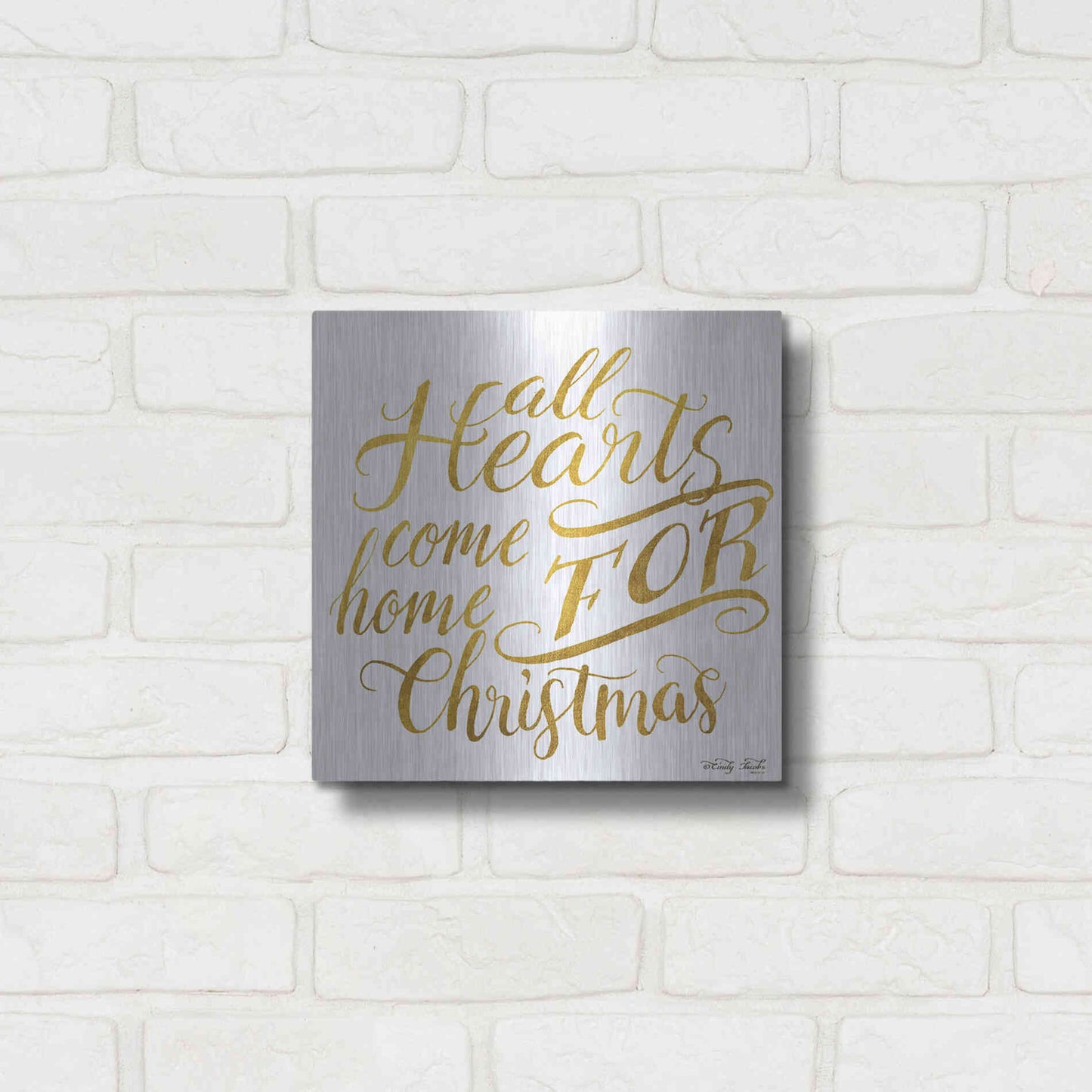 Luxe Metal Art 'Come Home for Christmas' by Cindy Jacobs, Metal Wall Art,12x12