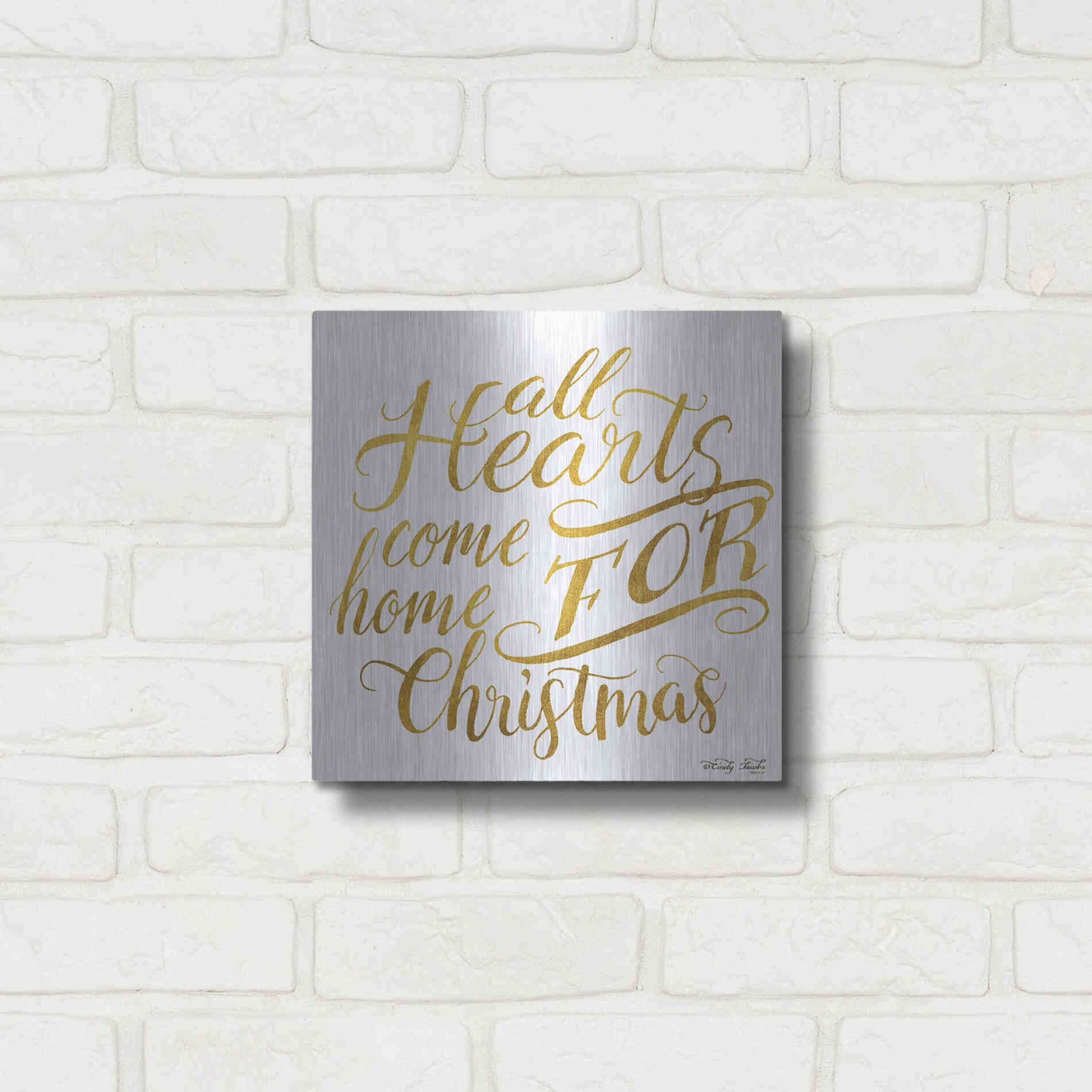 Luxe Metal Art 'Come Home for Christmas' by Cindy Jacobs, Metal Wall Art,12x12