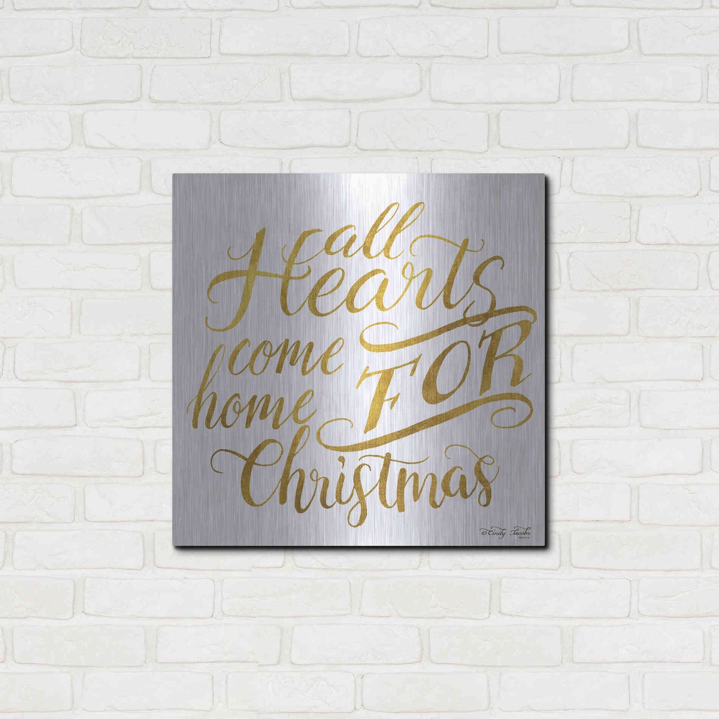 Luxe Metal Art 'Come Home for Christmas' by Cindy Jacobs, Metal Wall Art,24x24