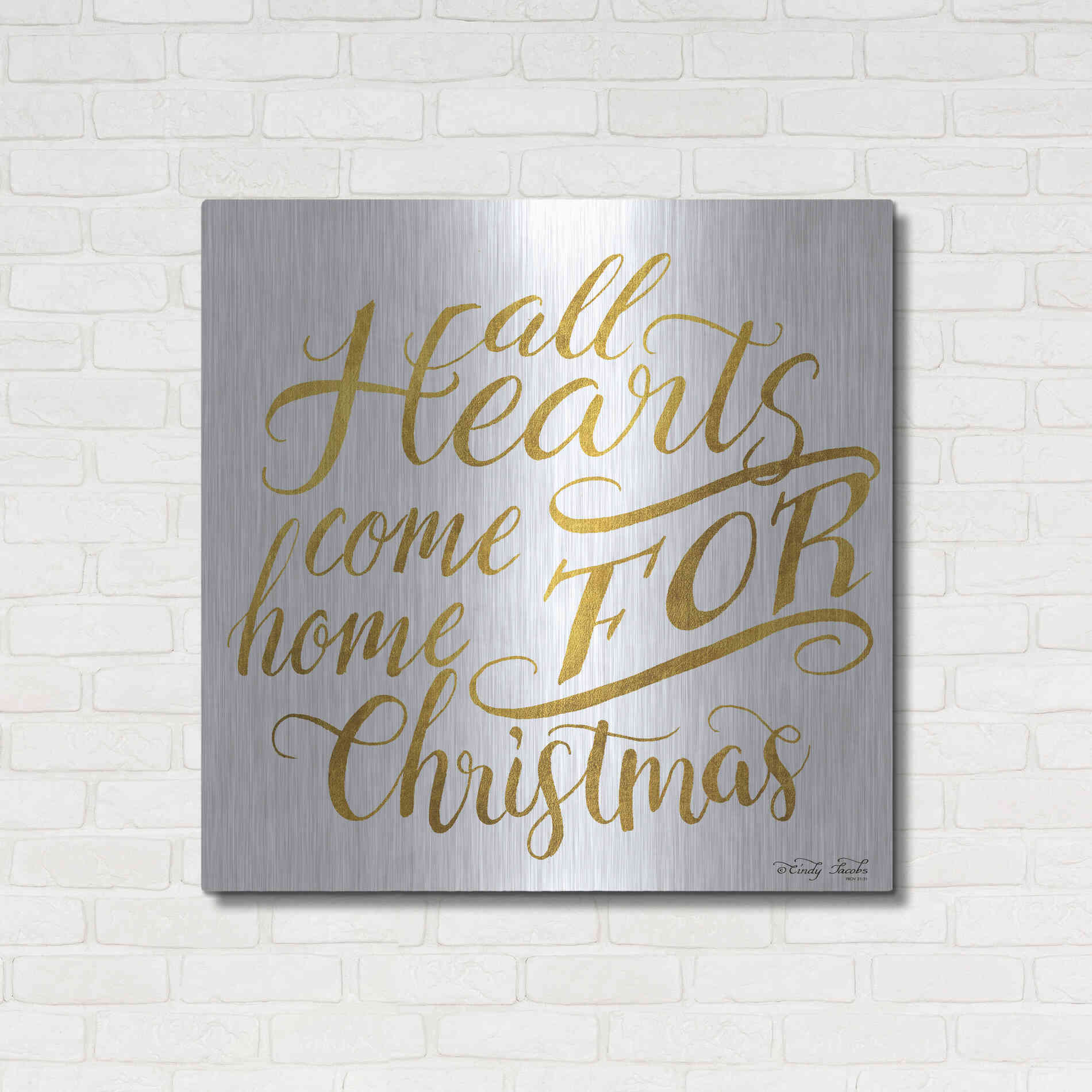 Luxe Metal Art 'Come Home for Christmas' by Cindy Jacobs, Metal Wall Art,36x36