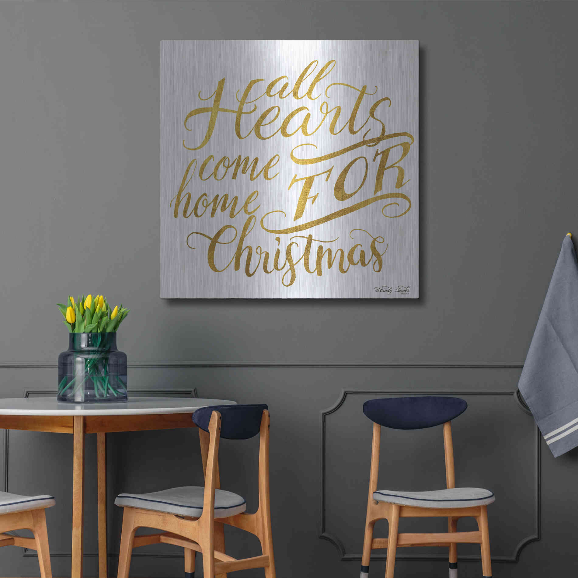 Luxe Metal Art 'Come Home for Christmas' by Cindy Jacobs, Metal Wall Art,36x36