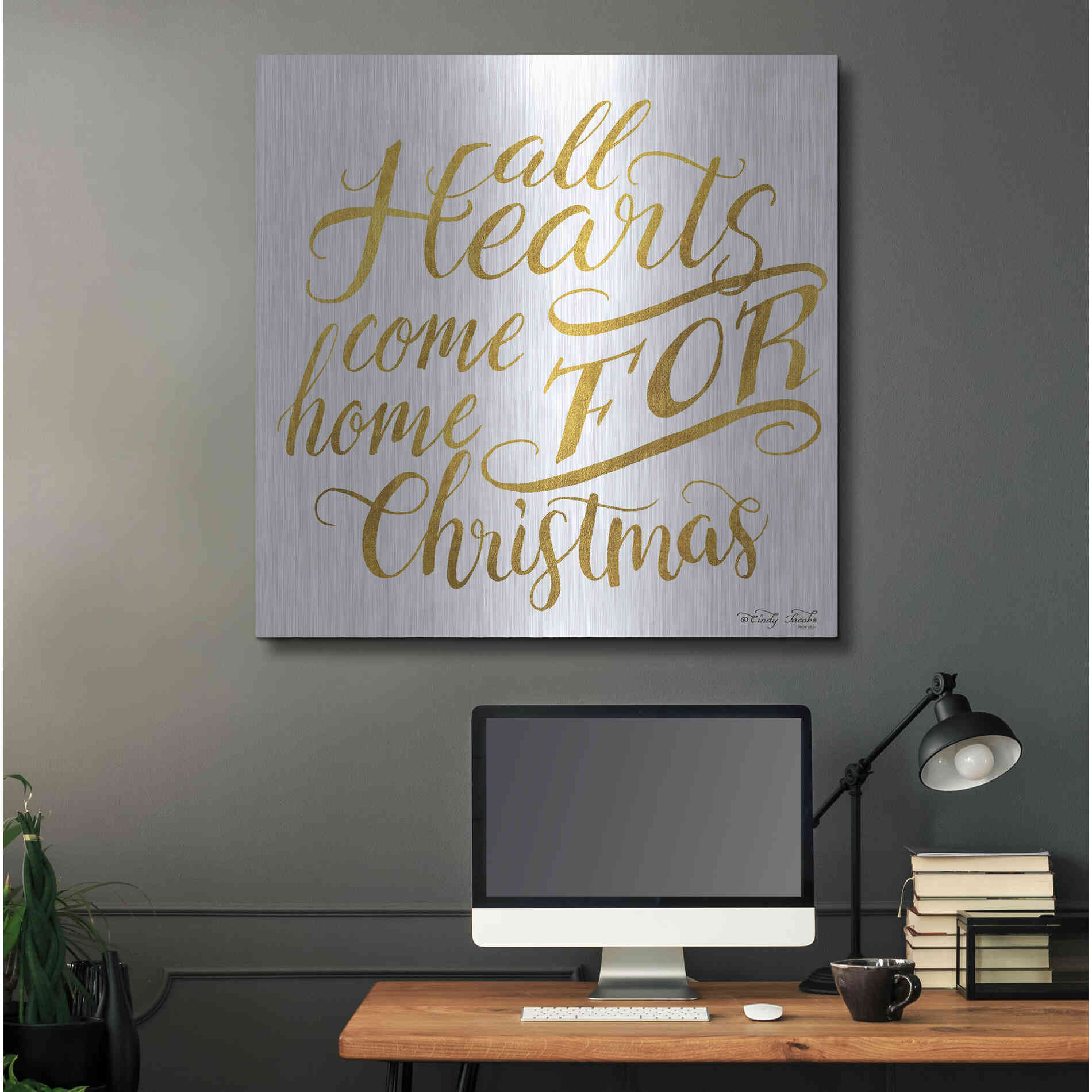 Luxe Metal Art 'Come Home for Christmas' by Cindy Jacobs, Metal Wall Art,36x36