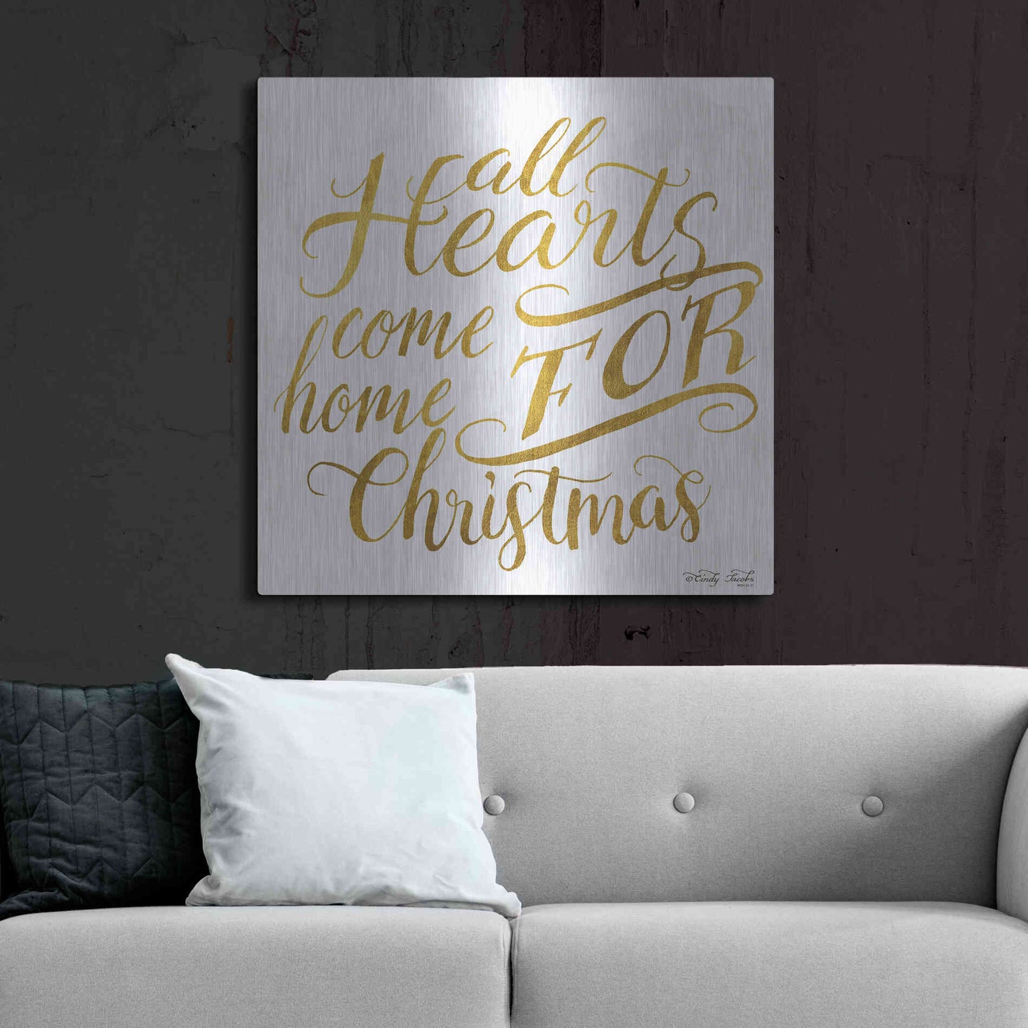 Luxe Metal Art 'Come Home for Christmas' by Cindy Jacobs, Metal Wall Art,36x36